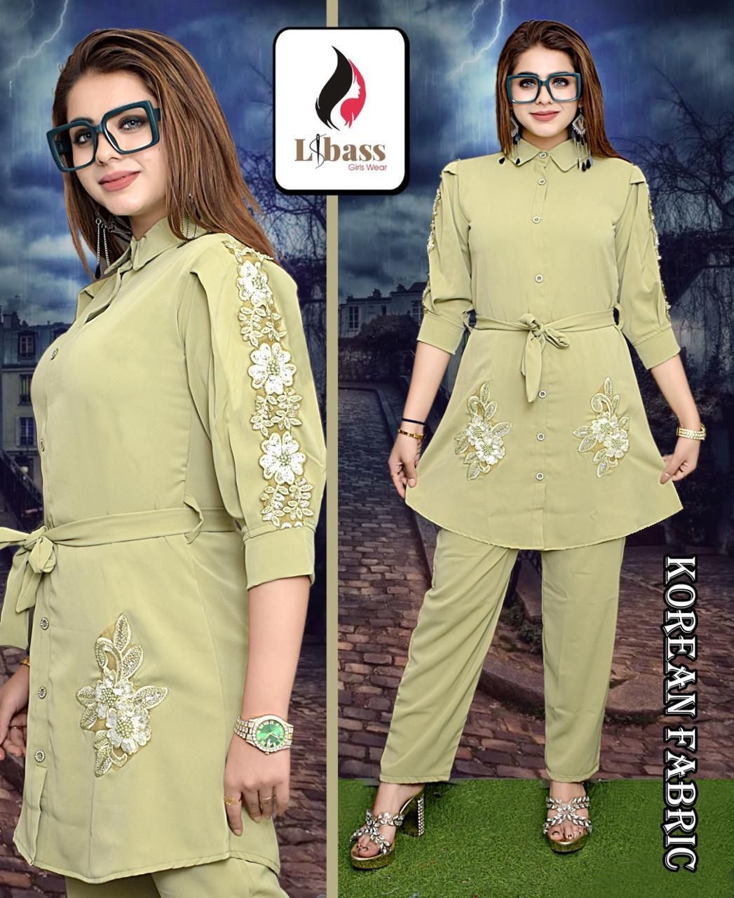 Women's Designer Embroidered Tunic & Trouser Co-ord Set of 6 piece
